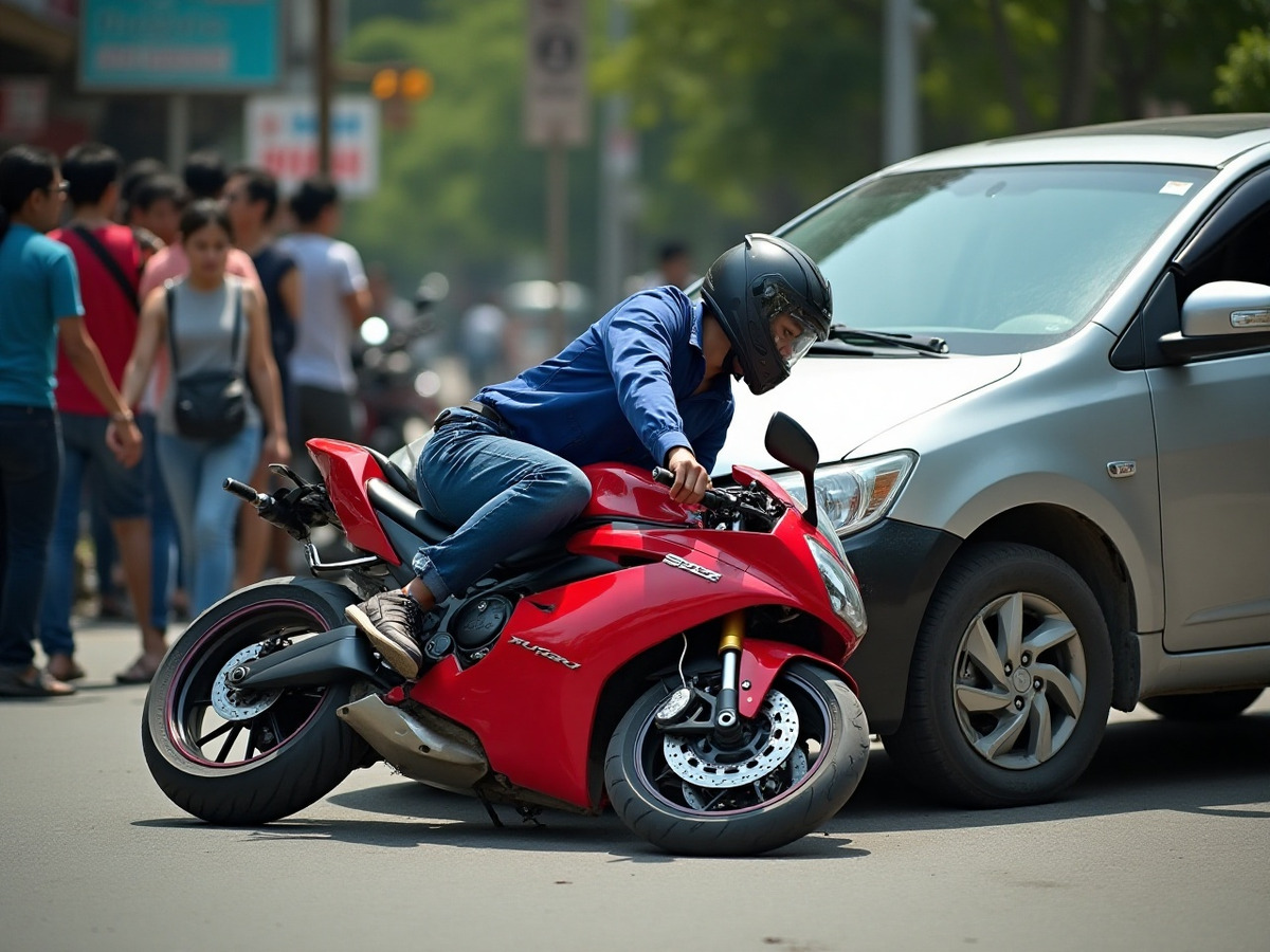 mot so truong hop xe may dam vao o to va cach xu ly Một số trường hợp xe máy đâm vào ô tô và cách xử lý